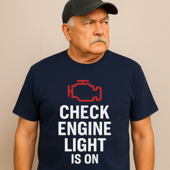 Check Engine Light Is On – Sarcastic Burnout T-Shirt