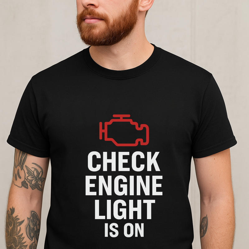 Check Engine Light Is On – Sarcastic Burnout T-Shirt