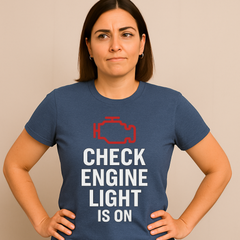 Check Engine Light Is On – Sarcastic Burnout T-Shirt