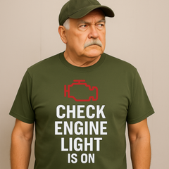 Check Engine Light Is On – Sarcastic Burnout T-Shirt